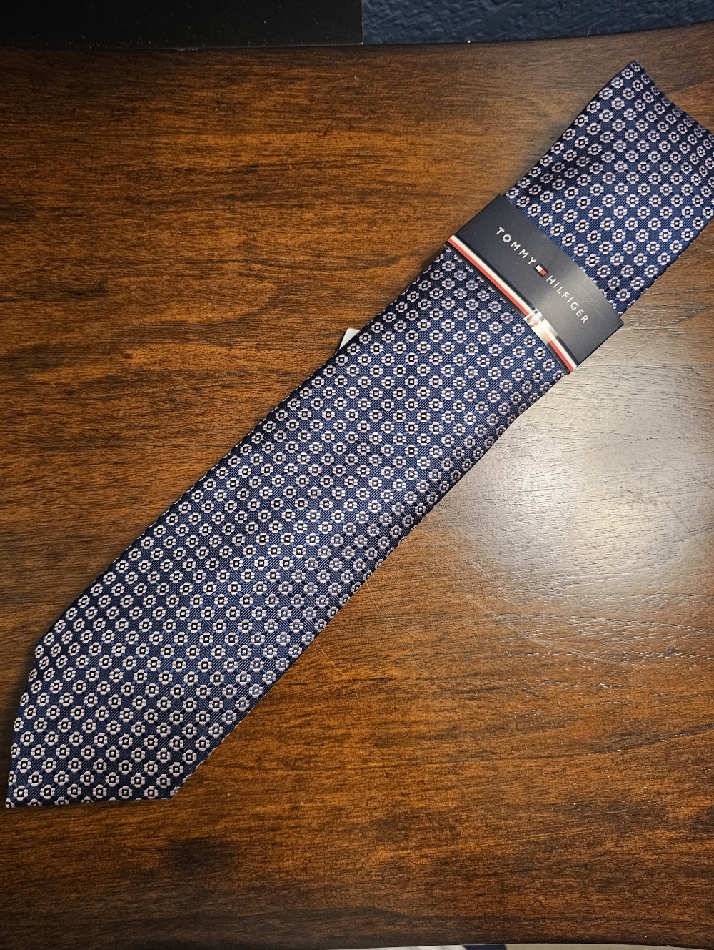 Tommy Hilfiger Men's Navy Pattern Silk Tie
